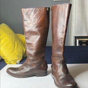 Frye 4001 Women’s Brown Leather Harness Riding Boots Size 7.5 B Made in Mexico